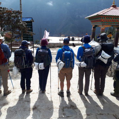 Exodus travellers carrying plastics from base camp